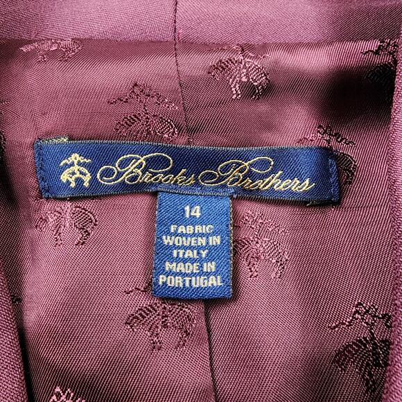 Brooks Brothers Blazer Women 14 Maroon Italy Wool Blend Lined Jacket Career Coat - Picture 2 of 16